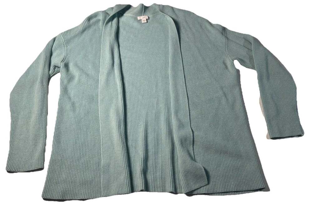 J Jill Sweater Womens Large Blue Long Sleeve Cotton Blend Open Cardigan M